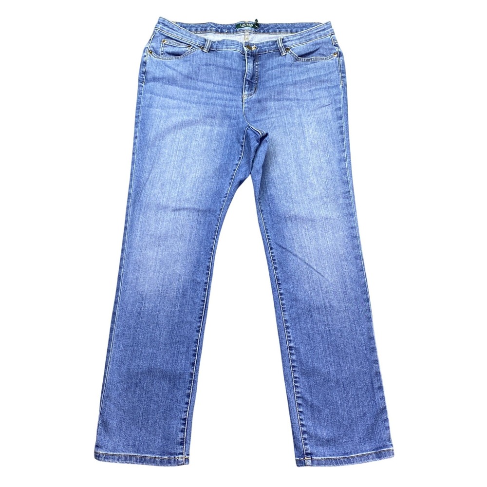 Lauren Ralph Lauren Premier Straight Leg Jeans Blue Denim Womens 14W Stretch
